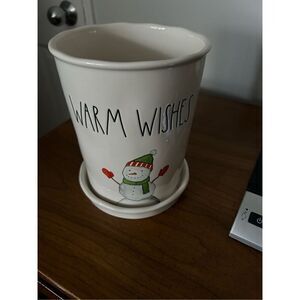 Rae Dunn Winter Holiday Snowman Large Planter Farmhouse White